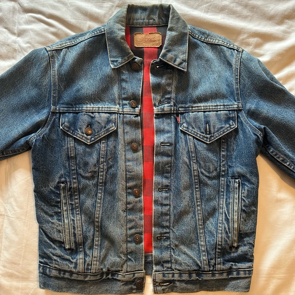 Vintage Levis Buffalo plaid lined denim jacket